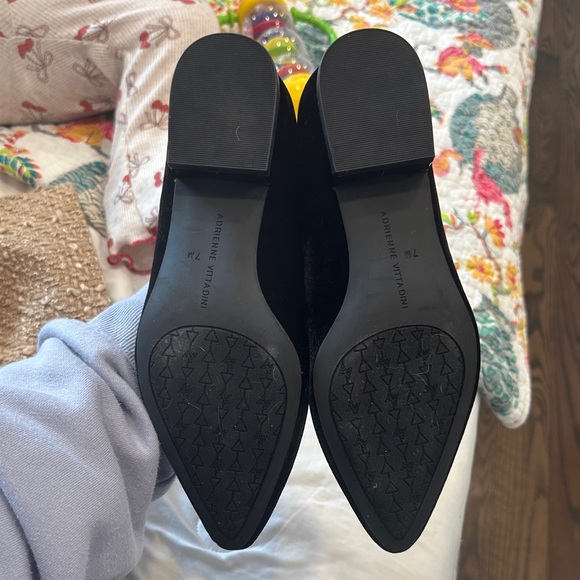 Adrienne Vittadini Black Velvet Loafers with Crystal Embellishments - Picture 2 of 3